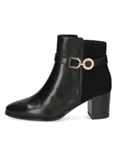 Botki damskie - Caprice Skórzane botki w kolorze czarnym - miniaturka - grafika 1