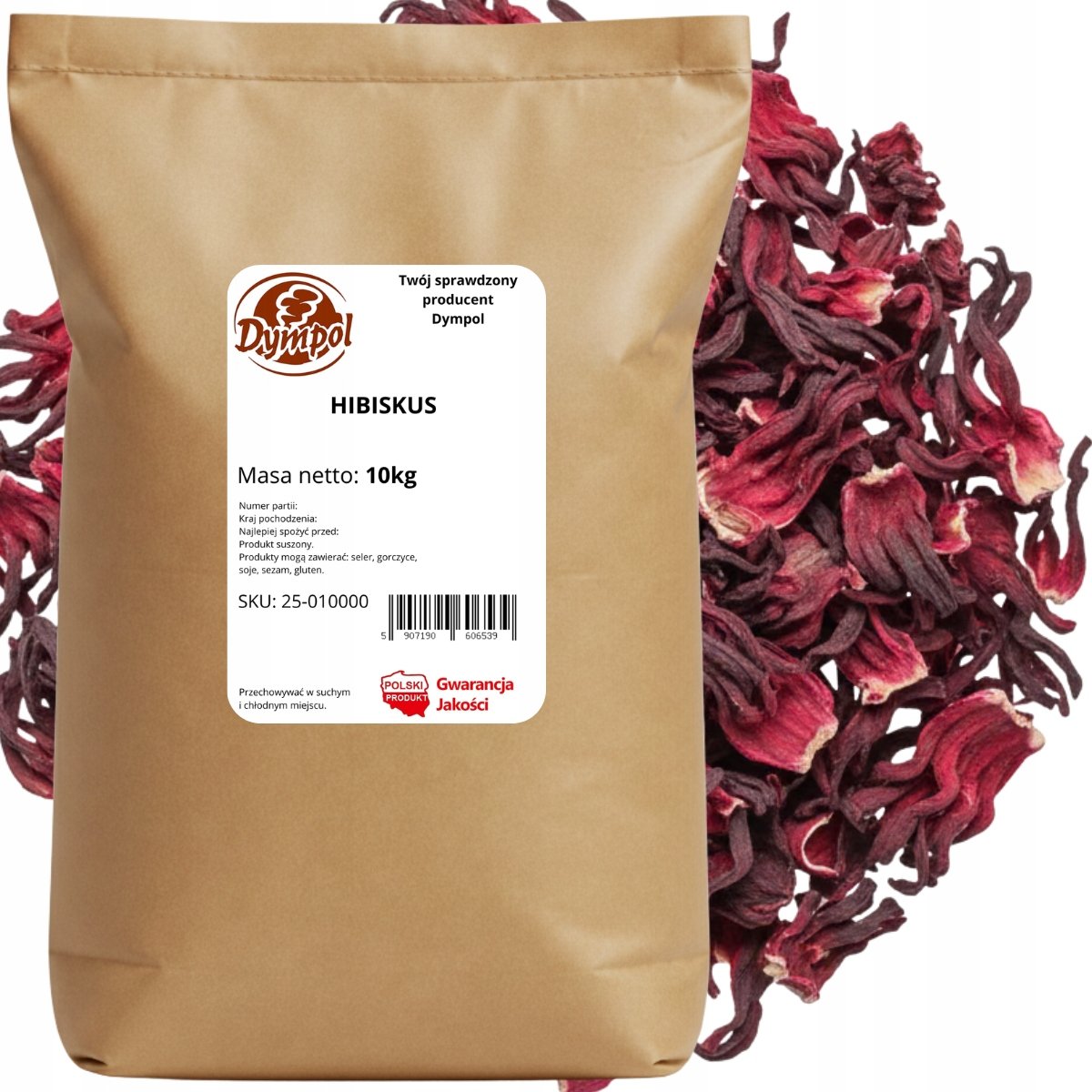 Hibiskus Suszony Naturalny Kwiat Hibiskusa Malwa Premium Dympol 10 kg