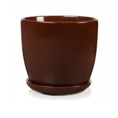 Donice - Donica ceramiczna z podstawkiem brązowa 12 cm - miniaturka - grafika 1