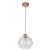 Lampy sufitowe - Britop Skandynawska LAMPA wisząca LAGUNA 18710174 szklana OPRAWA loftowy ZWIS kula przezroczysta drewno - miniaturka - grafika 1