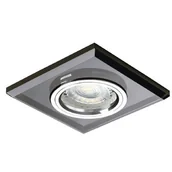 Oprawy, klosze i abażury - Zestaw oczko szklane srebrne LL BILA DSL-SR + oprawka + żarówka GU10 9W NW - miniaturka - grafika 1