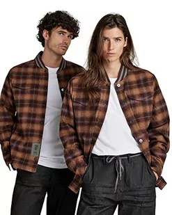 G-STAR RAW Męska kurtka bomber Collar, Wielokolorowy (Dk Fig Harper Check C839-c751), XXL - Kurtki męskie - miniaturka - grafika 1