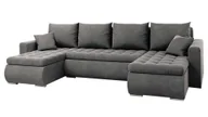 Narożniki - Narożnik Luis, narożnik U- kształt, sofa, kanapa, z funkcją spania, pojemnik na łóżko, dekoracyjne pikowanie, meble tapicerowane, Riviera 91, szary - miniaturka - grafika 1