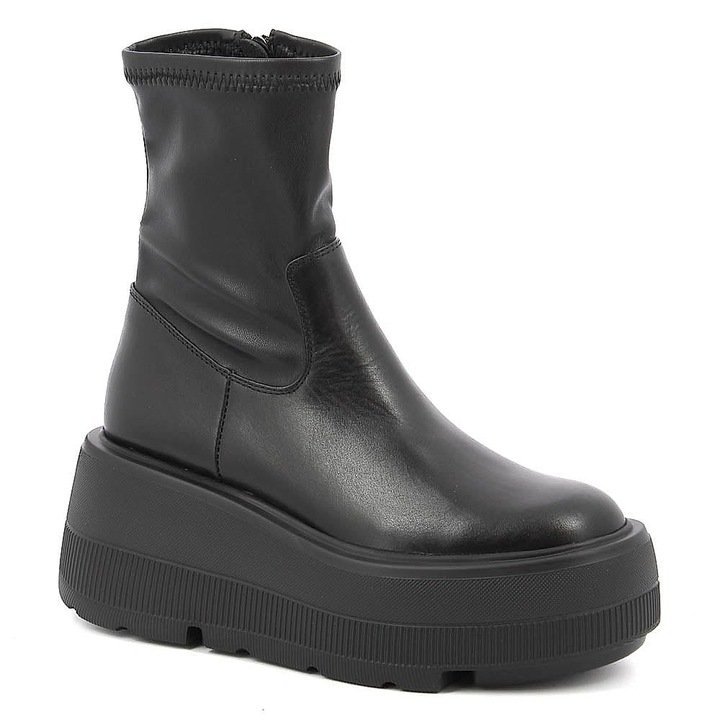 Czarne Botki Damskie Carinii B9337-E50 Modne Platforma Skóra R.40