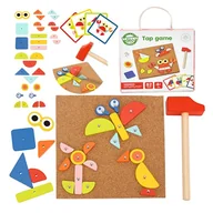 Łamigłówki - WOOPIE GREEN Drewniana Przybijanka z Młotkiem Układanka 20 wzorów 82 el. Certyfikat FSC - miniaturka - grafika 1