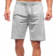 Spodenki męskie - KRÓTKIE SPODENKI DRESOWE SHORTY BAWEŁNIANE SPORTOWE NA WF SZARE ROZMIAR XL - miniaturka - grafika 1