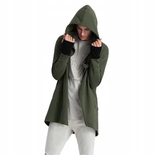 Asymetryczna bluza męska z kapturem NANTES ciemnooliwkowa B1368 XL - Bluzy męskie - miniaturka - grafika 1