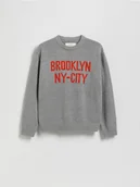 Bluzy dla chłopców - Reserved - Żakardowy sweter z bawełną - jasnoszary - miniaturka - grafika 1