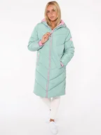 Kurtki damskie - Zwillingsherz Płaszcz pikowany "Positive Mind" w kolorze turkusowo-jasnoróżowym - miniaturka - grafika 1