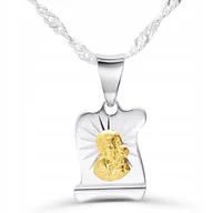 Biżuteria dla dzieci - NASZYJNIK SREBRNY ŁAŃCUSZEK DLA DZIEWCZYNKI MEDALIK NA KOMUNIĘ SREBRO 925 - miniaturka - grafika 1