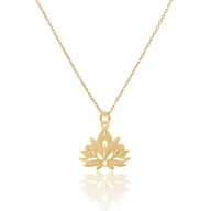 Naszyjniki - Naszyjnik Srebrny Pozłacany Z Kwiatem Lotosu 50 Cm - miniaturka - grafika 1