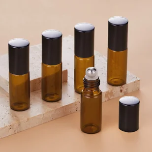 TEMU 5 sztuk 5ml Puste Butelki na Olejki Eteryczne, Wielokrotnego Napełniania Szklane Fiolki z ze Stali Nierdzewnej, Nieprzeciekające Pojemniki - Pozostałe akcesoria kosmetyczne - miniaturka - grafika 1