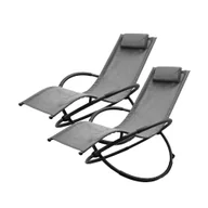 Leżaki ogrodowe - KOMPELT LEŻAKÓW OGRODOWYCH 2 SZTUKI ANTRACYTOWE NOWOŚĆ LACESTONE M18460 - miniaturka - grafika 1