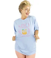 Bluzki damskie - Długi damski T-shirt tunika luźny fason kolorowy nadruk SPICY - miniaturka - grafika 1