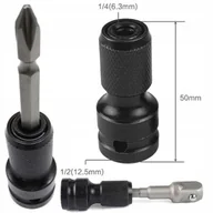 Klucze i nasadki - Powermat Adapter udarowy do klucza przejściówka z 1/2 kwadrat na 1/4 HEX PM-ASHU-05025T - miniaturka - grafika 1