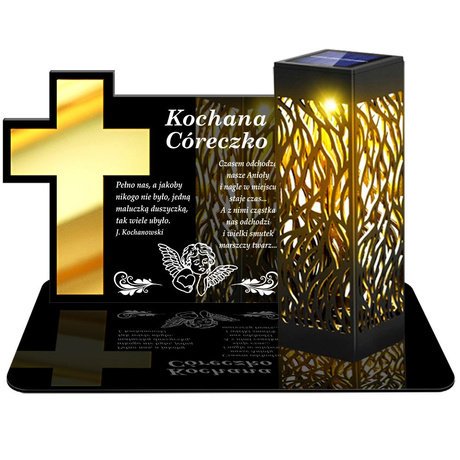 ZNICZ SOLARNY LED WIECZNY PODSTAWKA NA CMENTARZ GRÓB lampka Krzyż 3D DLA CÓRKI