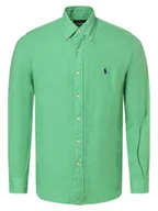 Koszule męskie - Polo Ralph Lauren Męska koszula lniana Mężczyźni Regular Fit len zielony jednolity button down, S - miniaturka - grafika 1