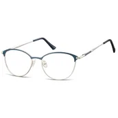 Okulary korekcyjne, oprawki, szkła - Okulary damskie zerówki kocie oprawki korekcyjne medium M295D granatowy/srebrny - miniaturka - grafika 1