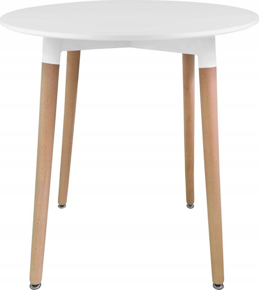Leobert Stół KAMI Okrągły 80cm - biały / naturalne nogi