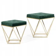 Pufy i podnóżki - Pufa siedzisko butelkowa zieleń złota komplet 2szt - miniaturka - grafika 1
