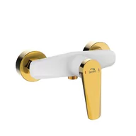 Baterie wannowe i prysznicowe - Laveo Rubio bateria prysznicowa ścienna biały/złoty BVR640G - miniaturka - grafika 1