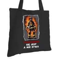 Torby i wózki na zakupy - Torba Bawełniana dla Strażaka Czarna Na Prezent ekologiczna Trwały Nadruk - miniaturka - grafika 1