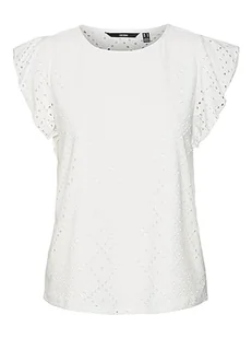 VERO MODA Women's VMTASSA SL Frill NOOS Top, Snow White, S, Snow White, S - Koszulki i topy damskie - miniaturka - grafika 1