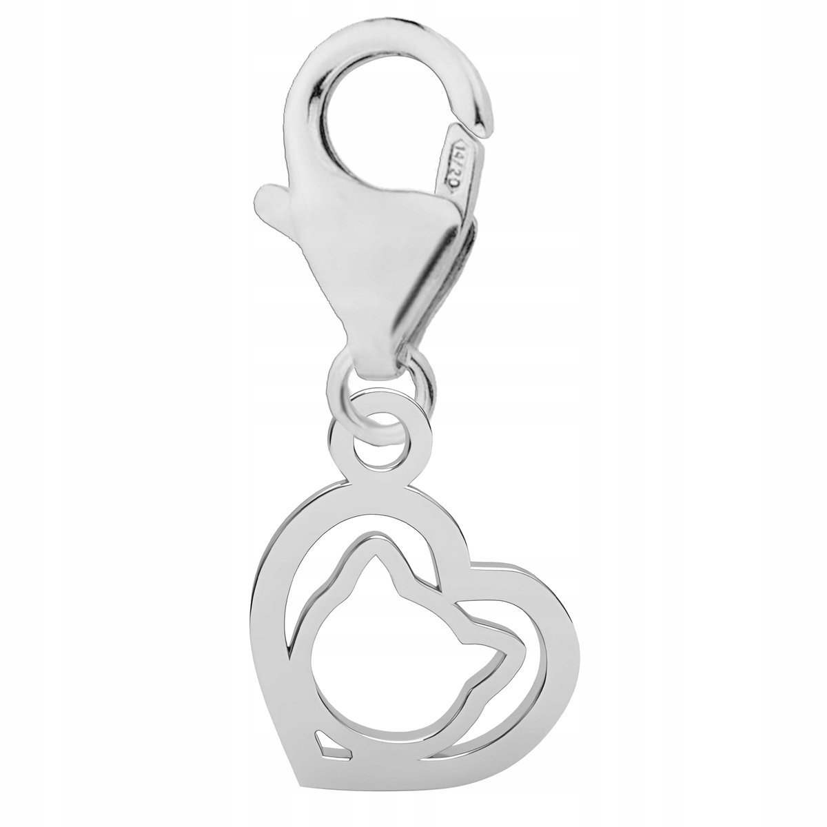 Zawieszka Srebrna Serce z Kotkiem Kot Kotek Serduszko Serce SREBRO 925