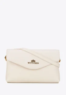 Mała damska listonoszka ze skóry naturalnej dwukomorowa kremowa - Torebki damskie - miniaturka - grafika 1