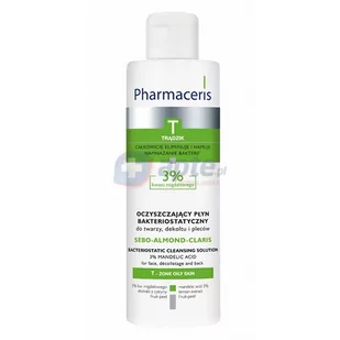 Pharmaceris T SEBO-ALMOND-CLARIS bakteriostatyczny płyn do twarzy, dekoltu i pleców 3% kwasu migdałowego 190ml + PHARMACERIS T bakteriostatyczny płyn 80ml GRATIS - Problemy skórne - miniaturka - grafika 1
