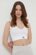 Koszulki sportowe damskie - Calvin Klein Jeans top damski kolor biały - miniaturka - grafika 1