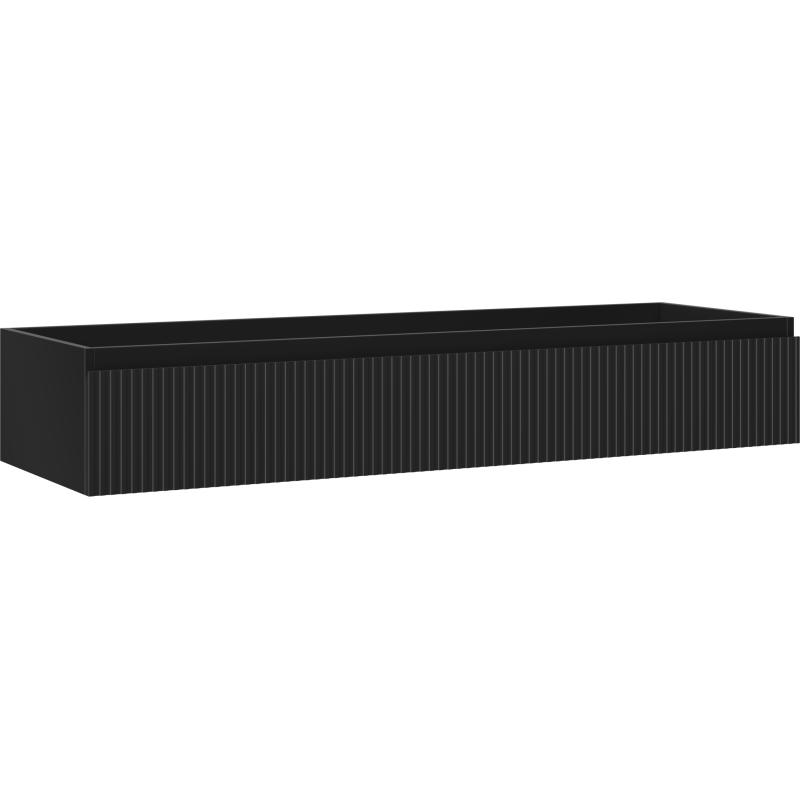 Mexen Rivel szafka łazienkowa podumywalkowa 140 cm, 1 szuflada, ryflowana , czarna mat - 91A20-14023-1-BF71