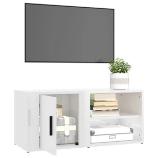 Lumarko Szafki pod TV, 2 szt., białe, wysoki połysk, 80x31,5x36 cm - Szafki RTV - miniaturka - grafika 6