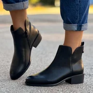 Botki damskie - Czarne ze skóry eko botki damskie Sergio Leone Bt606 - miniaturka - grafika 1