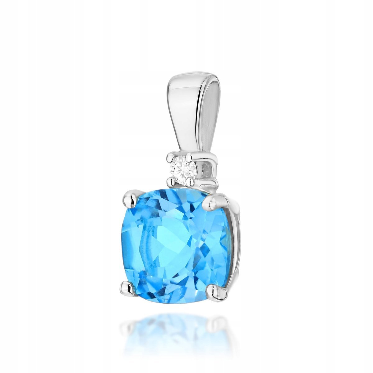 Wisiorek z białego złota 585 Topaz Swiss naturalny z brylantem 0.5g