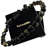 Bransoletki - Piękna REGULOWANA Bransoletka NATURALNY ZŁOTY OBSYDIAN NAJWYŻSZA JAKOŚĆ - miniaturka - grafika 1