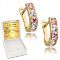 Biżuteria dla dzieci - Złote Kolczyki 585 Cyrkonie Chrzest Komunia Grawer - miniaturka - grafika 1