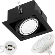 Żarówki LED - LUMILED reflektor wpuszczany reflektor wpuszczany lampa sufitowa reflektor sufitowy płaski kątowy czarny w komplecie żarówka LED ES111 GU10 gniazdo 15 W neutralny biały 4000K aluminium - miniaturka - grafika 1