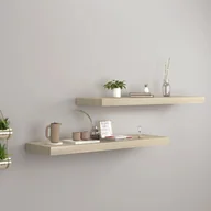 Półki do salonu - vidaXL vidaXL Półki ścienne, 2 szt., kolor dębowy, 80 x 23,5 x 3,8 cm, MDF - miniaturka - grafika 1