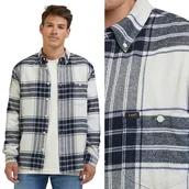 Koszule męskie - Lee RIVETED SHIRT Black LUŹNA KOSZULA W KRATĘ GRUBSZA BAWEŁNA RELAXED XXL - miniaturka - grafika 1