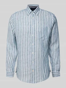 Koszula lniana o kroju regular fit z kołnierzykiem typu button down - Koszule męskie - miniaturka - grafika 1