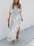 Sukienki - Milan Kiss Sukienka w kolorze biało-szarym - miniaturka - grafika 1