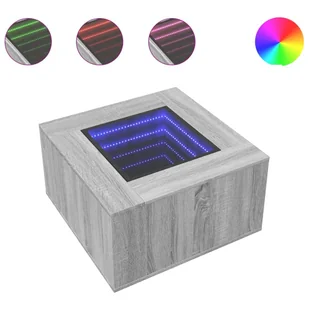 vidaXL Stolik kawowy LED szary Sonoma 60x60x40 cm materiał drewnopochodny - Ławy i stoliki kawowe vidaXL Stolik kawowy LED szary Sonoma 60x60x40 cm materiał drewnopochodny - Ławy i stoliki kawowe - miniaturka - grafika 1