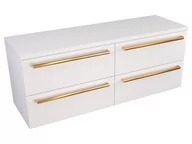 Szafki łazienkowe - Szafka Wisząca Z Blatem ATH 120 cm S Prawa - Biały Mat - Uchwyty Złote Polerowane - miniaturka - grafika 1