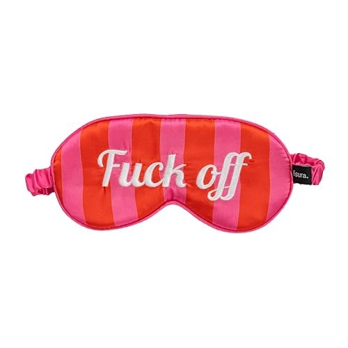Fisura – Maseczka do spania „f*ck off”. Miękka maseczka do spania. Oryginalna opaska na oczy w kolorach różowym i czerwonym. Ultramiękka maseczka do spania z elastyczną gumką. 20 x 10 cm.