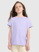 Koszulki dla dziewczynek - 4F T-shirt regular z nadrukiem dziewczęcy - fioletowy 122 (6-7 lat) - miniaturka - grafika 1