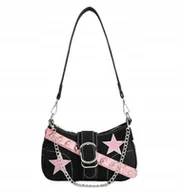 Torebki damskie - Torebka W Stylu Y2K Torba Czarna Gwiazdki Różowe Gwiazdy Prezent Streetwear - miniaturka - grafika 1