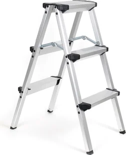 Aluminiowa drabina składana Wiltec do 150 kg, dwustronna drabina, drabina aluminiowa 73 cm z 3 stopniami, drabina z antypoślizgową powierzchnią bieżnika - Obrusy i serwetki Aluminiowa drabina składana Wiltec do 150 kg, dwustronna drabina, drabina aluminiowa 73 cm z 3 stopniami, drabina z antypoślizgową powierzchnią bieżnika - Obrusy i serwetki - miniaturka - grafika 1