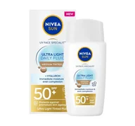 Kremy do twarzy z filtrem - NIVEA SUN Ultra Light Daily Fluid krem przeciwsłoneczny z pigmentem SPF50+ Medium Tinted 40ml - miniaturka - grafika 1
