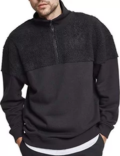 Urban Classics Męska bluza oversize Sherpa Troyer, czarny (Black 00007), S - Bluzy męskie - miniaturka - grafika 1